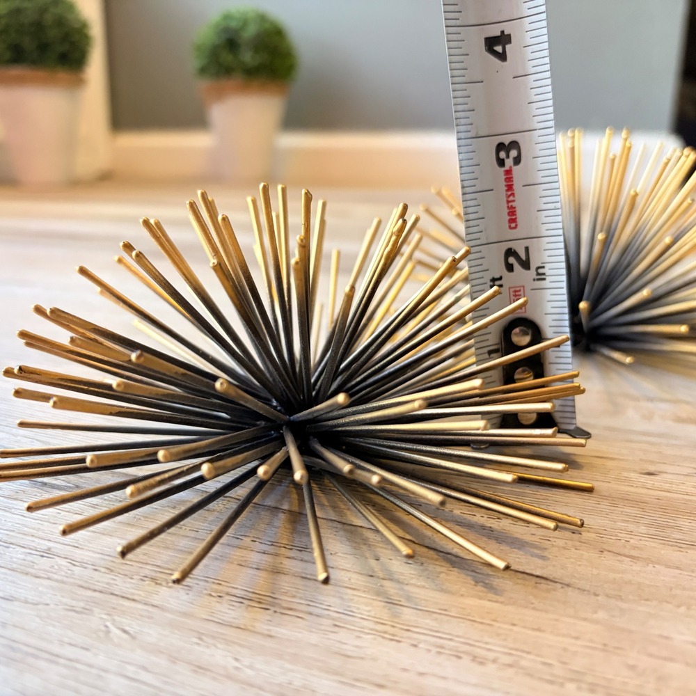 Atomic Starburst Metal Sea Urchins Wall Hangings MCM Decor Gold Black Set of 3 - Picture 12 of 16